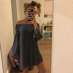 Off the shoulder grey dress